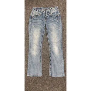 Miss Me Jeans JP8160B Womens Sz 27x34 Bootcut Embellished Snake Print Pocket Den